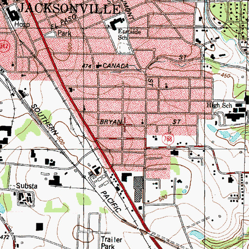 Topographic Map of First Church of the Nazarene, TX