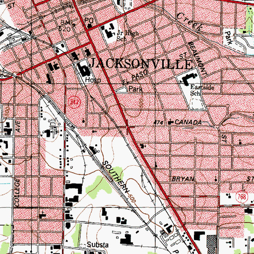 Topographic Map of Trinity Episcopal Church, TX