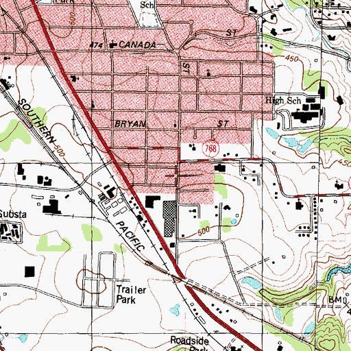 Topographic Map of Saint Johns United Methodist Church, TX