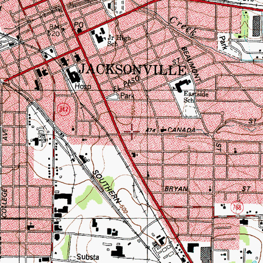 Topographic Map of First Pentecostal Church of God, TX
