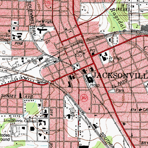 Topographic Map of First Presbyterian Church, TX