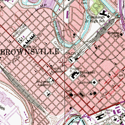 Topographic Map of Primera Iglesia Presbiteriana Mexicana Church, TX