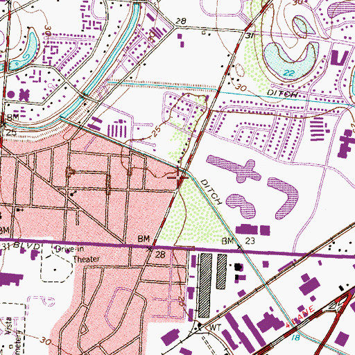 Topographic Map of Seventh Day Adventist Church, TX