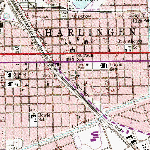 Topographic Map of First Church of Christian Scientist, TX