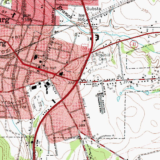 Topographic Map of First Baptist Church, TX