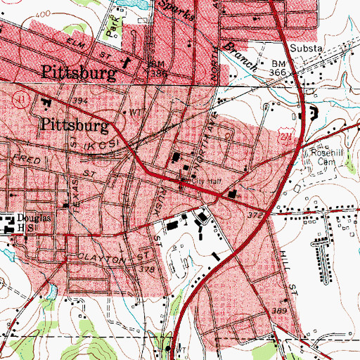 Topographic Map of First Presbyterian Church, TX