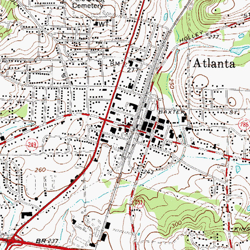 Topographic Map of First Assembly of God Church, TX