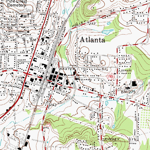 Topographic Map of First Baptist Church, TX