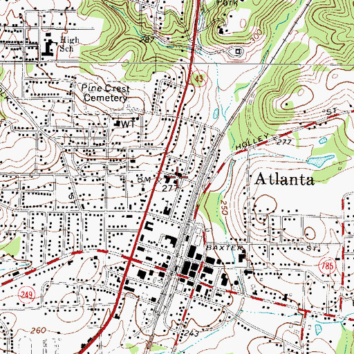 Topographic Map of First Baptist Church, TX