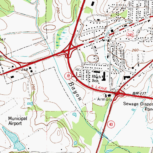Topographic Map of Atlanta Church of Christ, TX