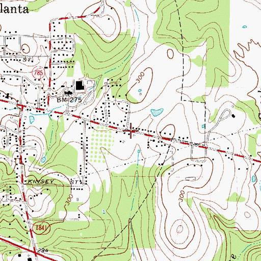 Topographic Map of Atlanta Church of God, TX