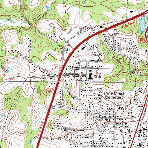 Topographic Map of Hendrick Temple Church of God in Christ, TX