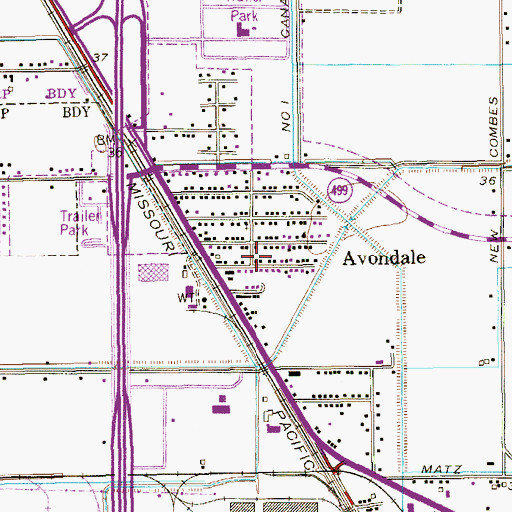 Topographic Map of Avondale Baptist Church, TX
