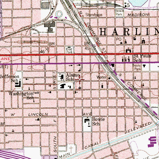 Topographic Map of Mexican Baptist Church, TX