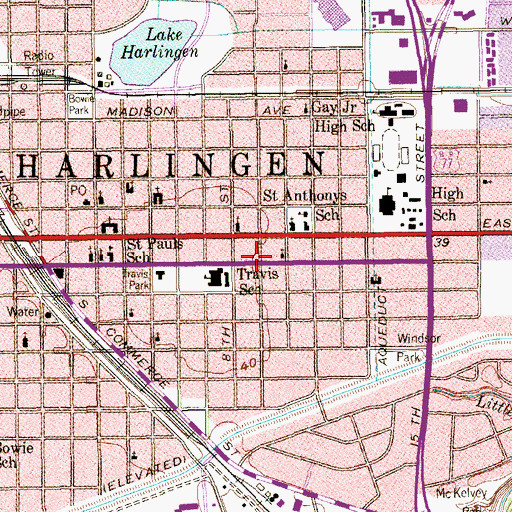 Topographic Map of Victory Baptist Church, TX