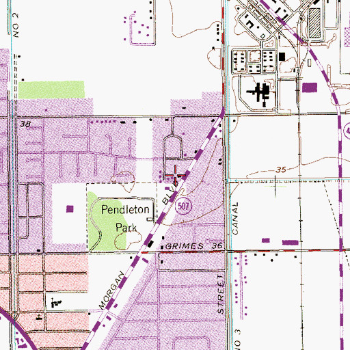 Topographic Map of Church of Christ Pendleton Park, TX
