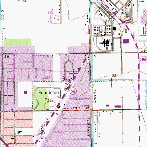 Topographic Map of First Church of God, TX