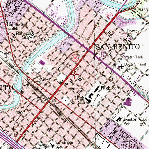 Topographic Map of First Presbyterian Church, TX