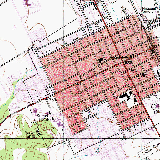 Topographic Map of Grace Memorial Baptist Church, TX