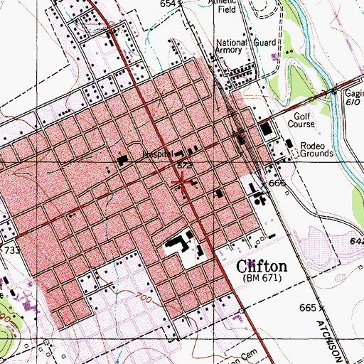 Topographic Map of First Presbyterian Church, TX