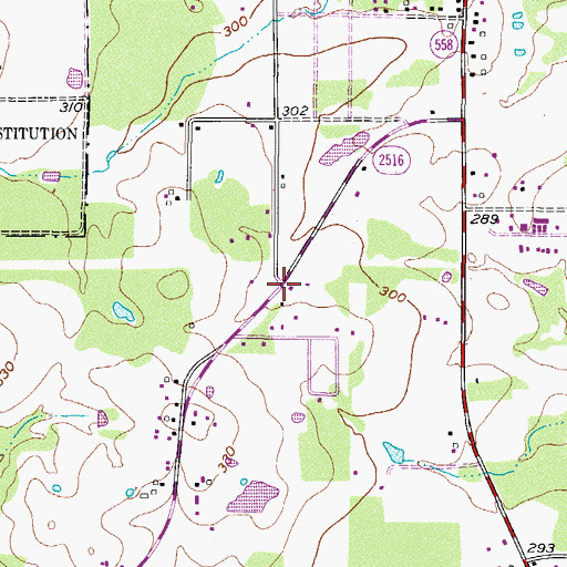 Topographic Map of Buchanan First Baptist Church, TX