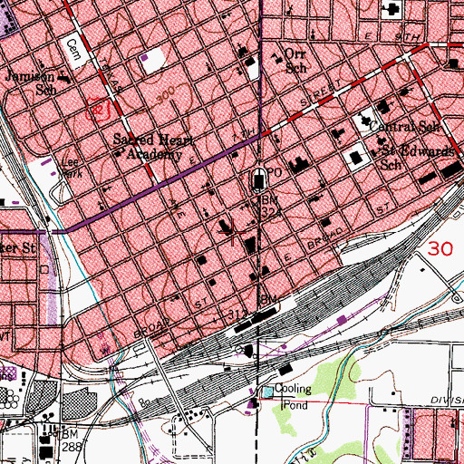 Topographic Map of First Baptist Church Downtown, TX