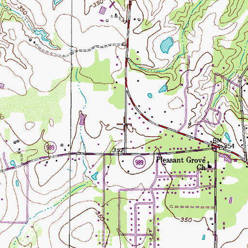 Topographic Map of Pleasant Grove Baptist Church, TX