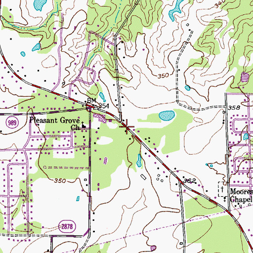Topographic Map of Pleasant Oaks Baptist Church, TX