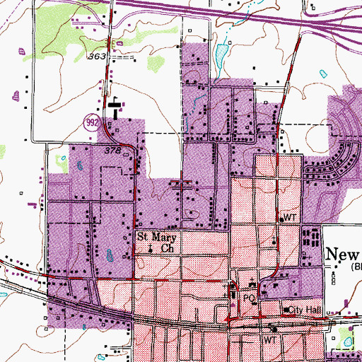 Topographic Map of Temple Baptist Church, TX