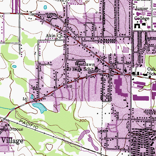 Topographic Map of Westlawn Missionary Baptist Church, TX