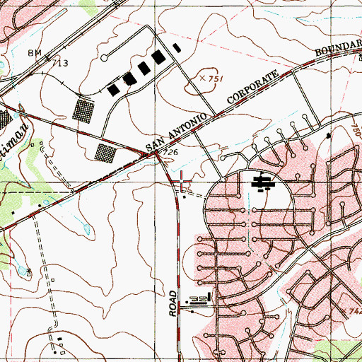 Topographic Map of Manantial de Fe Iglesia Cristiana Church, TX