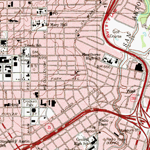 Topographic Map of Metropolitan Community Church of San Antonio, TX