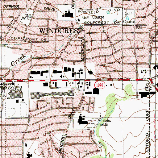 Topographic Map of North East Community Church of God, TX
