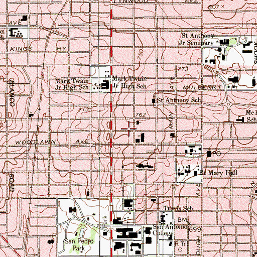 Topographic Map of Oakwood Community Church, TX
