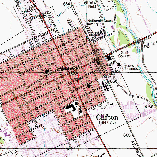 Topographic Map of First Baptist Church, TX