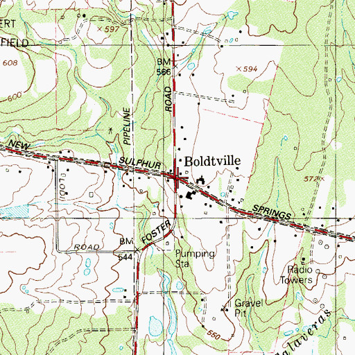 Topographic Map of Boldtville Presbyterian Church, TX