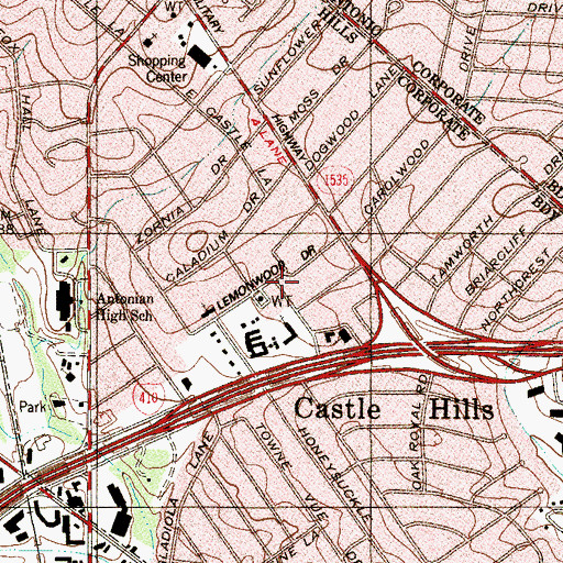Topographic Map of Covenant Presbyterian Church, TX