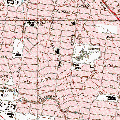 Topographic Map of Grace Presbyterian Church, TX