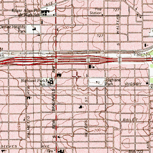 Topographic Map of Highland Park Presbyterian Church, TX