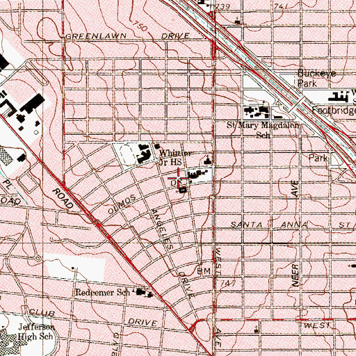 Topographic Map of Los Angeles Heights Presbyterian Church, TX