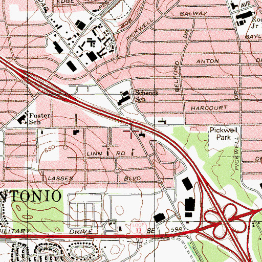 Topographic Map of Highland Hills Seventh Day Adventist Church, TX