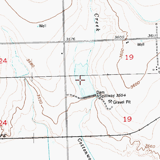 Topographic Map of Cottonwood Reservoir Number 2, CO