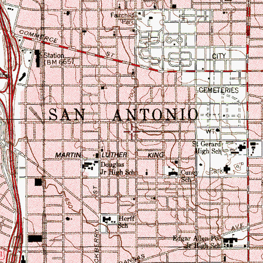 Topographic Map of Faith Chapel Church, TX