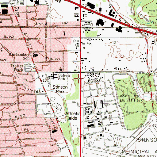 Topographic Map of Faith Gospel Fellowship Church, TX