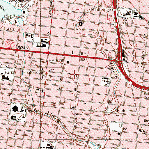 Topographic Map of Sanford Chapel United Methodist Church, TX