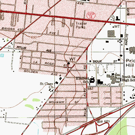 Topographic Map of Highway of Holiness Pentecostal Church, TX