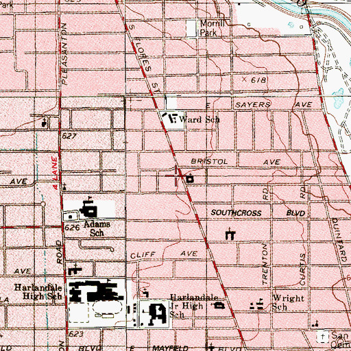 Topographic Map of Iglesia Pentecostal Unida Hispana Church, TX