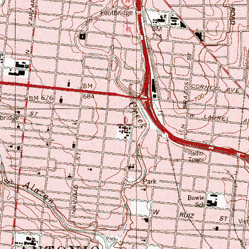 Topographic Map of Spanish Pentecostal Church, TX