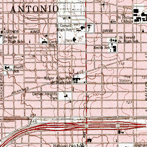 Topographic Map of El Mesias United Methodist Church, TX