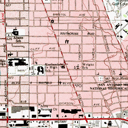 Topographic Map of Harlandale United Methodist Church, TX